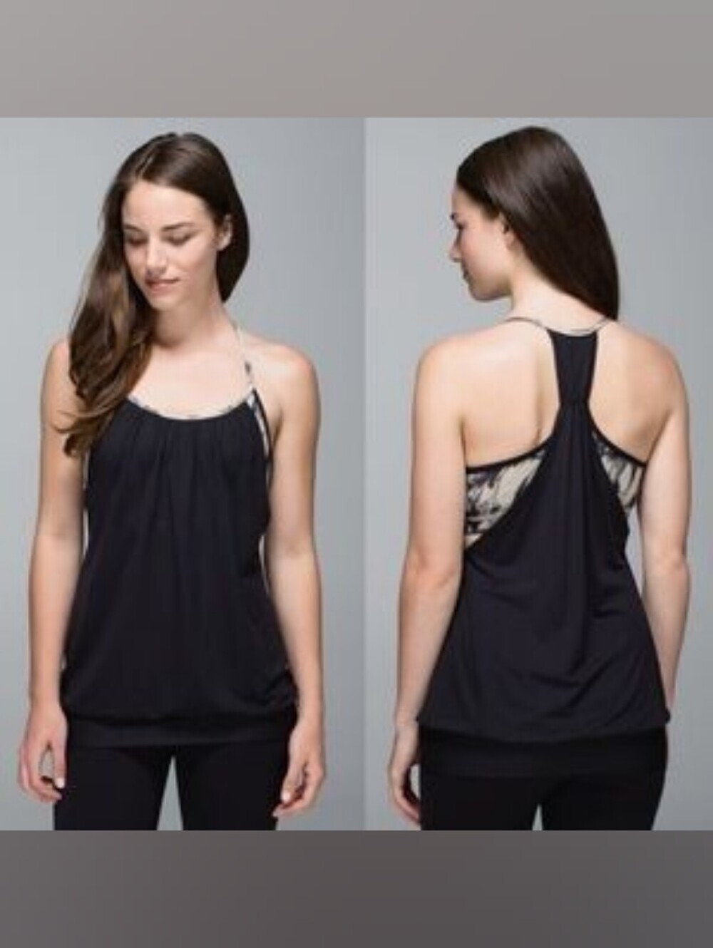 Lululemon No Limit Tank Size 4 Tie Dye And Black Loose Fit Activewear Gym Yoga
